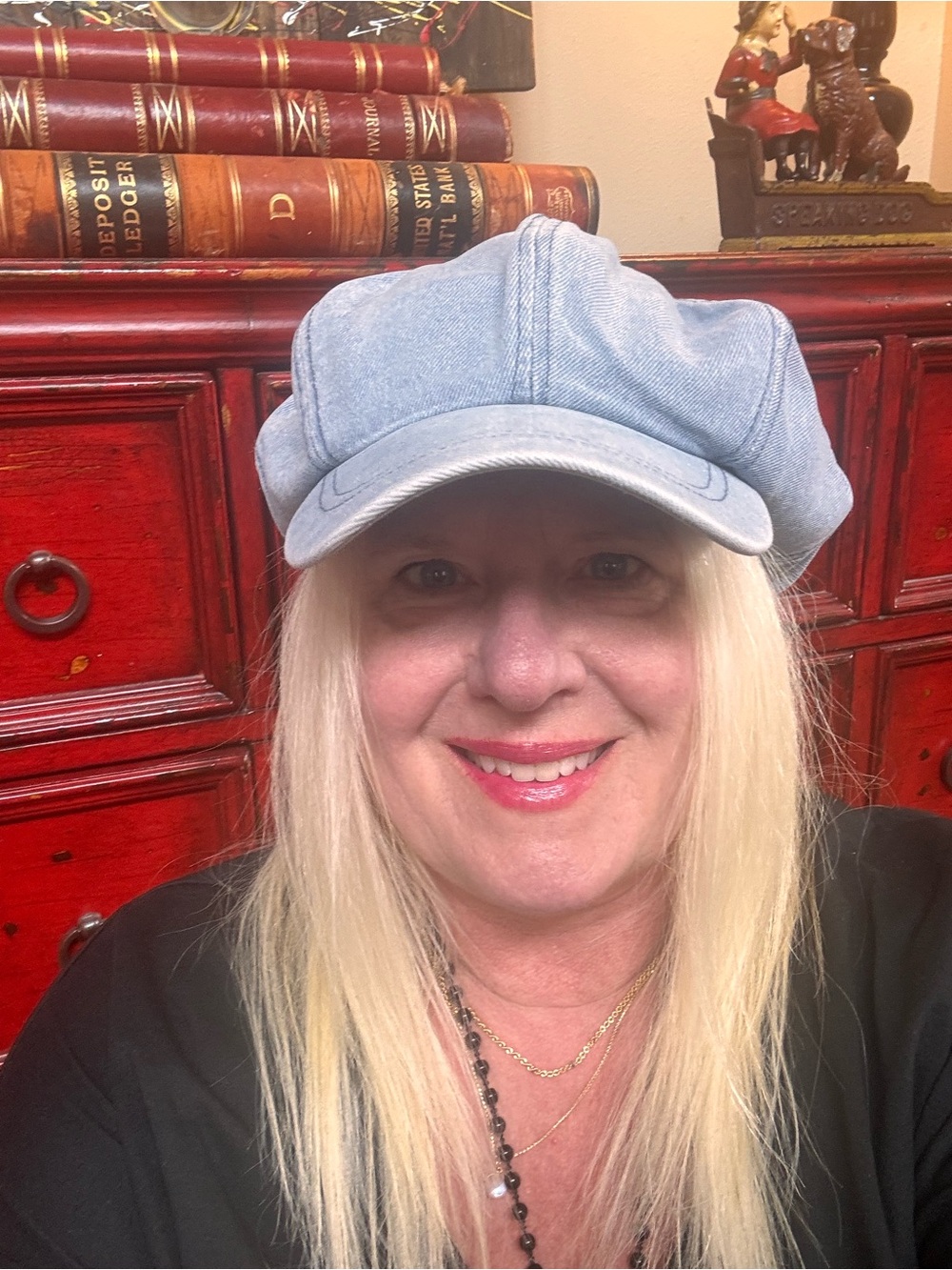Light Blue Denim Newsboy Cap - Women Accessories